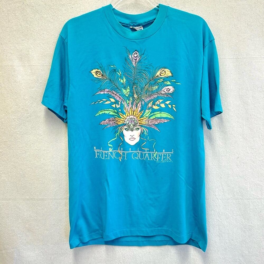 Vintage 90s single stitch graphic tee New Orleans French Quarter unisex size XL
